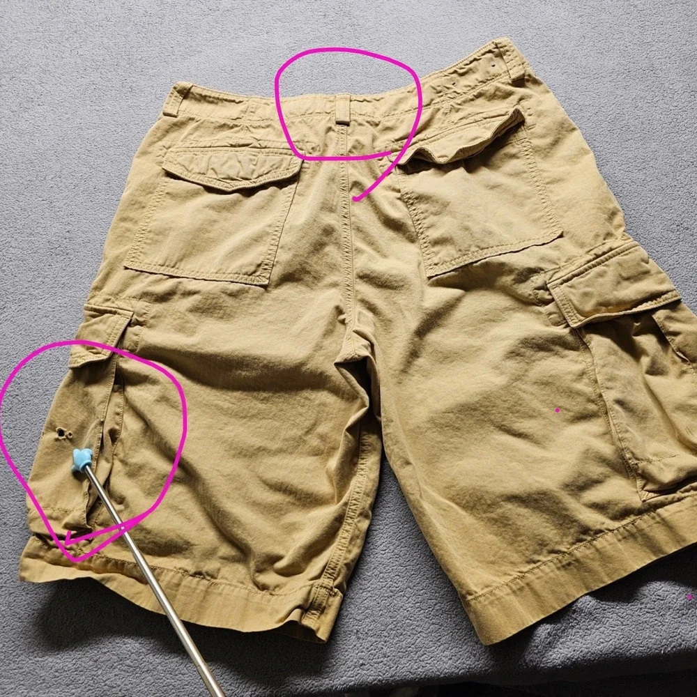 Banana Republic Cargo Shorts Mens 34 Tan Relaxed Fit Garment Dye Cotton 4766
